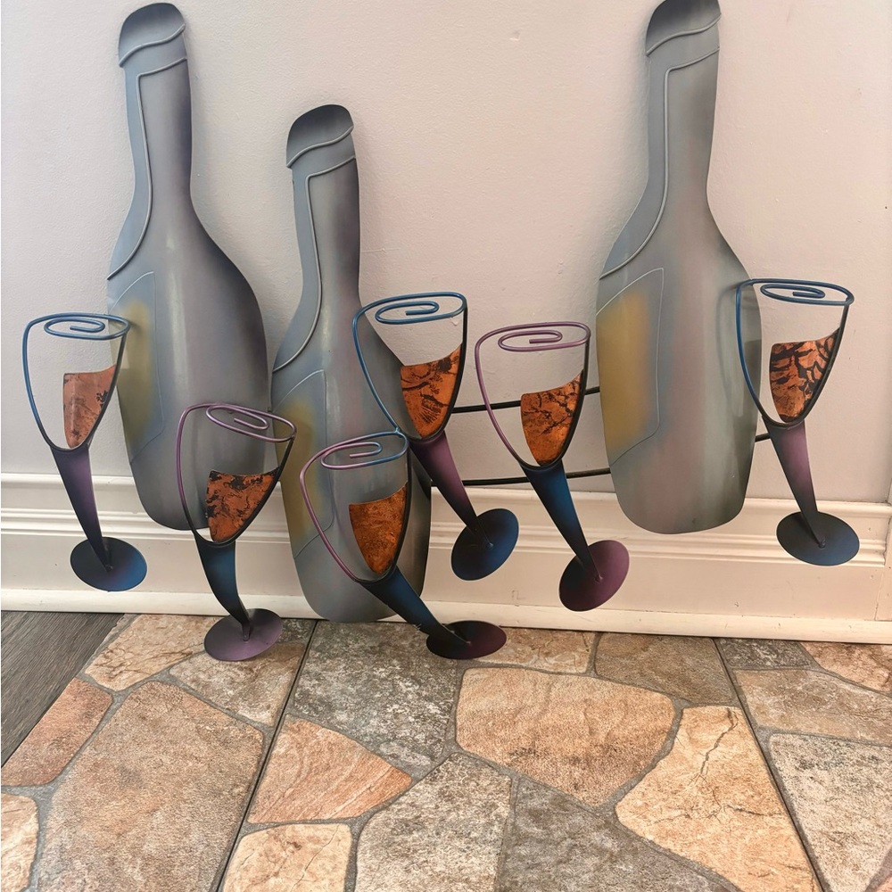 Modern Wall Art Wine Bottle and Glass Decor